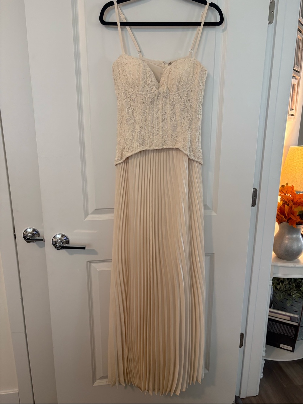 Fashion Nova Lace Corset Pleated Maxi Dress